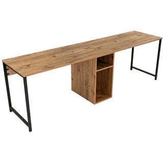 Contemporary and Practical Study Desk, Atlantic Pine, Black, 240 x 74 x 60 | 100% Melamine Coated Particle Board| Perfect for Modern Home Office & Study Spaces, Elegant and Functional Design