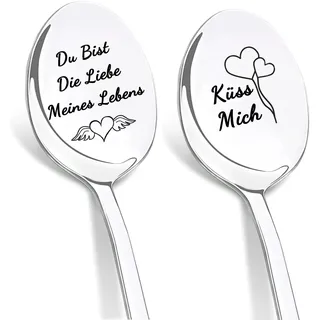 DIKARIYA Kleine Geschenke zum Jahrestag, Kaffeelöffel mit Gravur, Du bist die Liebe meines Lebens, Liebeslöffel Kleine Hochzeit Jubiläum Geschenk für Frauen Geburtstagsgeschenk Partner Paare Männer