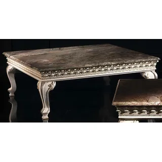 Couchtisch Echtholz Barock Rokoko Couchtische Tisch 120x120cm Italienische Möbel - Silber