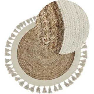 Beliani Teppich Beige Samsun , Textil , Rund , 120x120 cm , Teppiche und Böden, Teppiche, Webteppiche