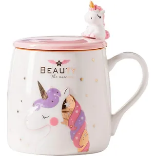 Keramik Einhorn Becher 380ML Rosa Geschenk Mädchen Tee Kaffee Milch