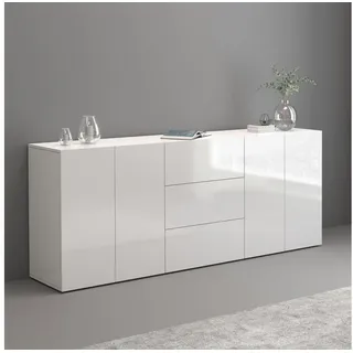 INOSIGN Sideboard »Egypt, Kommode, Schrank, Kredenz, grifflos«, 4 Türen, 3 Schubkästen mit Push-To-Open Funktion, Hochglanz Breite 200, weiß