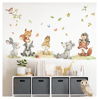 DEKO KINDERZIMMER Wandsticker Set Waldtiere Wandtattoo Babyzimmer Kinderzimmer Fuchs Hase AST Wandaufkleber Deko DK1030-4