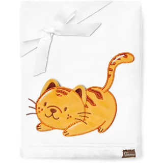 Be Mammy Warme Kuscheldecke Babydecke Blanket Baby Geschenk BE20-168 (Weiß - Katze)
