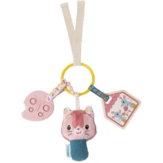 Lilliputiens, Jeanne Baby-Schlüsselbund-Aktivitätsrassel, Ab 3 Monaten | Ring mit Katzenrassel, Silikonblatt mit Pop-It und Holzhaus mit Spiegel, Sinnesentdeckung und Geschenk zur Geburt