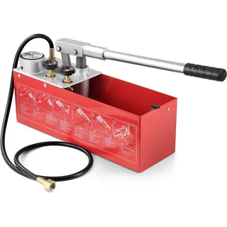 Vevor Abdrückpumpe, max. 25 Bar, manuelles hydraulisches Wasserdruckprüfer-Set mit Doppelventil und Manometer, 10-L-Wassertank, 1,4-m-Schlauch mit 1/2-Zoll-Außengewindeanschluss für Rohrleitungen