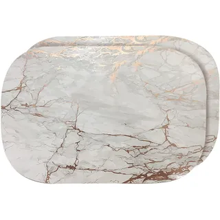 Dainty Home Roségold-Marmor Oval-Tischsets aus Kork – hitzebeständig, rutschfest und leicht zu reinigen für Elegantes Dining – 30,5 x 45,7 cm, 2er-Set – perfekt für stilvolle, Moderne Wohnräume