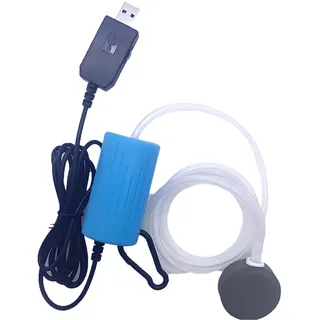 GERUI Luftpumpe Aquarium USB Mini Sauerstoffpumpe Leise Oxygen Pump Energie Sparen Sauerstoff Bubbler mit Luftstein und Single Outlet Silikonschlauch Blau