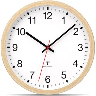 VIVILINEN Groß Wanduhr Funk 40cm Funkuhr Wand Lautlos XXL Modern Wand Uhren Gross für Wohnzimmer Küche Schlafzimmer Büro, Holzoptik