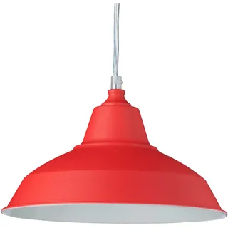 Relaxdays Pendelleuchte Industrie, Deckenleuchte einflammig, Hängelampe Metall und Holz, HxBxT: 112 x 28 x 28 cm, rot