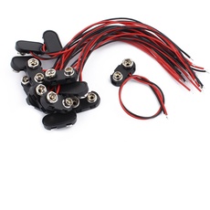 sourcing map 14pcs 15cm Draht Kunstleder 9 V Block Batterie Clips Schnallen Schwarz Rot DE de