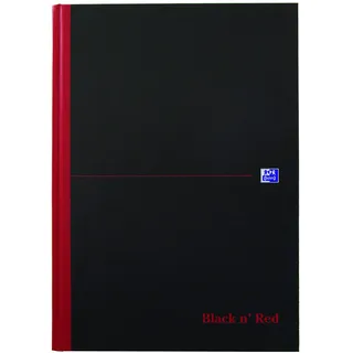 Oxford Black n' Red gebundenes Hardcover Notizbuch A4, kariert,