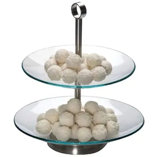AMBITION Etagere 2 Etagen rund Leila ⌀ 25 Glas Etagere Edelstahl für Obst Kuchen Cupcakes transparent