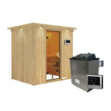 KARIBU Sauna »Kothla«, inkl. 9 kW Saunaofen mit externer Steuerung, für 3 Personen - beige