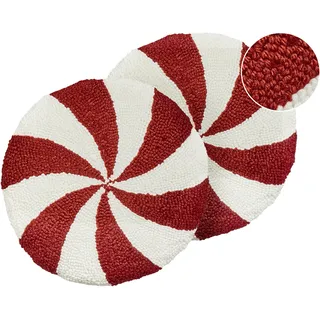 Beliani Dekokissen 40 x 40 cm Weiß/Rot
