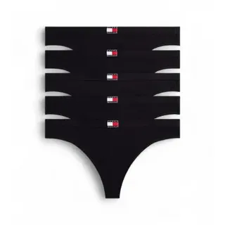 Tommy Hilfiger für Damen. UW0UW05642 5er Set Tangas mit Logo am Bund schwarz (L), Heimtextilien, Baumwolle