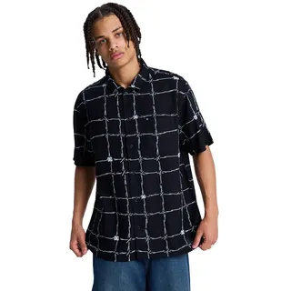 Kurzarmhemd DC SHOES "Wired Resort", Herren, Gr. S, US-Größen, schwarz, Obermaterial: 100% Viskose;, Hemden Kurzarmhemd