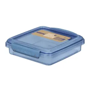 Sistema Sandwichbox aus recyceltem PP, 450 ml, Rechteckige, kompakte Lunchbox mit auslaufsicherem Deckel - ideal für Sandwiches, Maße (L x B x H): 15,5 x 15 x 4,3 cm