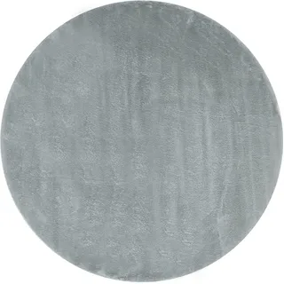 andiamo Teppich Lambskin - Kunstfell - flauschiger Teppich Schlafzimmer - geeignet als Bettvorleger Schlafzimmer oder als Fellteppich Wohnzimmer - Lammfellimitat pflegeleicht 80 cm rund hellgrau