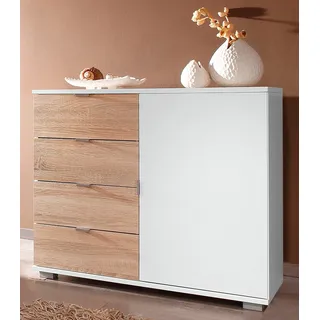 Priess Sideboard Breite 82 cm, weiß, eichefarben sägerau),