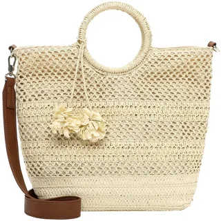 Shopper TAMARIS "Shopper TAS Kassandra", Damen, Gr. B/H/T: 41cm x 31cm x 14cm 0, beige (beige 400), Papierstroh, Taschen Shopper