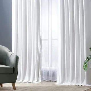 HPD Half Price Drapes PRCT-BO-P HPD Vorhänge aus Baumwolle, Blickdicht, 304,8 cm lang, solide, wärmeisoliert, Fenstervorhang, 127 x 300 cm (1 Panel), Weiss/opulenter Garten, 50 X 120