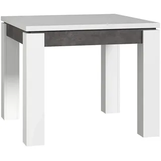 FORTE Brugia Esstisch ausziehbar, Holzwerkstoff, Weiß kombiniert mit Betonoptik Dunkelgrau, 75,9 x 90 x 90,4 cm