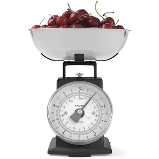 SALTER zeitlose mechanische Küchenwaage – 5 kg Kapazität, 1 Liter spülmaschinenfeste Schüssel, Backwaage, klassisches Design, leicht lesbares großes Zifferblatt, 22 cm Höhe, Schwarz