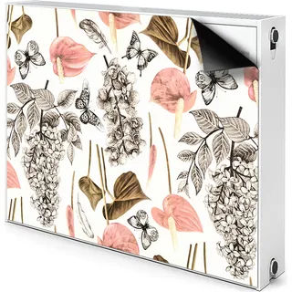 Magnet Radiator Magnet Mat Heizkörper Heizung Verkleidung Abdeckung 80x60 cm - Blumen und Schmetterlinge