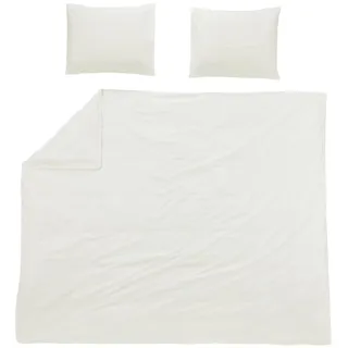 Meyco Home Uni Bettwäsche Doppelbett (Baumwolle, atmungsaktives Material, einfache Pflege, praktischer Einschlagstreifen, Maße: 240 x 200/220 cm), Cremeweiß