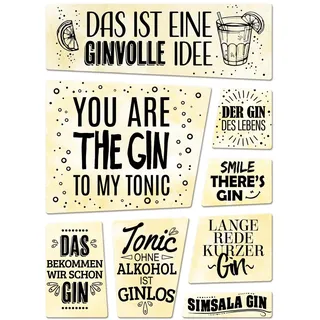 Alkohol Kühlschrankmagnete 8er Set mit Sprüchen über Gin Tonic Party Cocktail