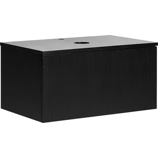 BELIANI Waschbeckenunterschrank Schwarz 80 x 52 cm mit Schubladen Geriffelte Optik Modernes Design Hängeschrank Bad Unterschrank für Badezimmer - Schwarz