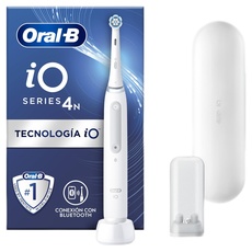 Oral-B iO 4N Elektrische Zahnbürste mit wiederaufladbarem Griff, 1 Kopf und Reisekoffer, entworfen von Braun, Originelle Geschenke für Damen und Herren - Weiß