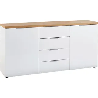 Xora Sideboard , Weiß, Eichefarben , Kunststoff , 4 Fächer , 4 Schublade(n) Schubladen , 180x89x43 cm , Beimöbel erhältlich , Kleinmöbel, Kommoden, Sideboards