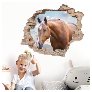 Little Deco 3D Wandtattoo Wandsticker Kinderzimmer Mädchen Pferd Horse Wandaufkleber Wanddeko Schlafzimmer Spielzimmer Kleinkind Wandbild selbstklebend DL628