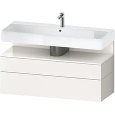 Duravit Qatego Waschtischunterbau, 1 Auszug und 1 Schublade, 1190x470x590mm, Nische Weiß Hochglanz, QA4396022, Farbe: Weiß Supermatt/mit Nischenbeleuchtung