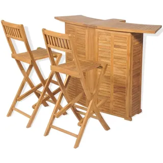 The Living Store 3-tlg. Bistro-Set mit Klappstühlen Massivholz Teak - Braun