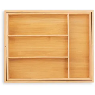 Relaxdays Besteckkasten , Hellbraun , Holz, Holzwerkstoff , 29x5x35.5 cm , Küchenzubehör, Küchenhelfer, Besteckeinsätze