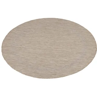 Teppium In- & Outdoor Teppich - Wetterfestes Flachgewebe in Sisal-Optik mit Bordüre, Küchenteppich, Terrasse, Wohnzimmer Grösse: 160 cm Rund - Beige