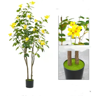 Zstar Künstlicher Blühende Bäume, 150cm Groß Blühende Bäume im Topf mit Blüten und Blättern für Drinnen Draußen Dekor, Groß Realistische Kunstpflanzen im Topf für Wohnzimmer Büro Partys