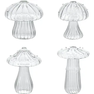 BlogBlog Mini Pilz Vase Kreative Glasvase für Pflanzen Hydroponische Kunst Klar