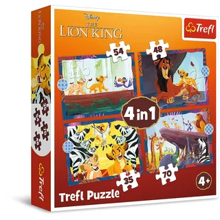 Trefl 34653 The Lion King, Mutiger König der Löwen 4in1, 4 Puzzles-von 35 bis 70 Teile-Unterschiedlicher Schwierigkeitsgrad, für Kinder ab 4 Jahren, Mehrfarbig