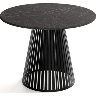 WFL GROUP Esstisch Anthrazit, Holzwerkstoff, Rund,Rund, 100x76x100 cm Esszimmer, Tische, Esstische