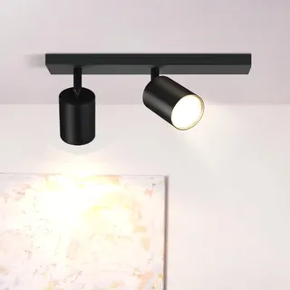 ZMH Deckenleuchte 2 Flammig Deckenstrahler Schwarz: GU10 Spots Deckenlampe Flur 350° Schwenkbar Deckenspots Modern Flurlampe Decke Industrial Küchenlampe Wandstrahler für Küche - Ohne Leuchtmittel