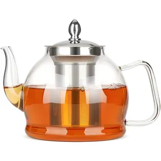 HEMOLY 1,2L Teekanne mit Siebeinsatz, Teekanne aus glas, Teebereiter, Glaskanne Hitzebeständig, Teekannen, Borosilikatglas Glaskanne