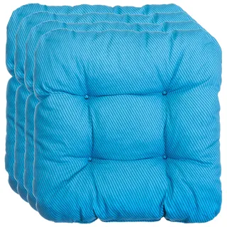 Brandsseller Kissen 4er Set Sitzkissen Stuhlkissen Stuhlauflage Streifen/Blau