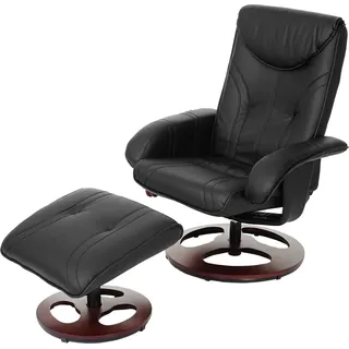 Relaxsessel HWC-C46, Fernsehsessel Sessel mit Hocker, Kunstleder  schwarz - Schwarz