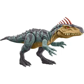 Jurassic World Mattel Jurassic World Gigantic Trackers Neovenator Dinosaurier-Actionfigur, große Spezies, Beißattacke, hoher Schädelkamm, digitales Spiel HTK78