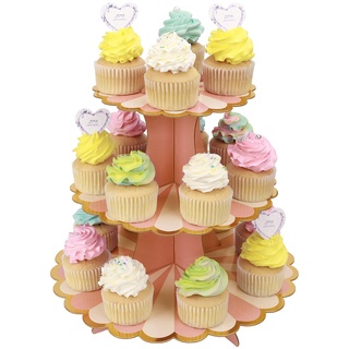 MengH-SHOP Tortenständer 3 Etagen Cupcake Ständer Muffin Ständer aus Karton für Hochzeit Party Geburtstag Baby Duschen Kuchen Dessert Torten Etagere