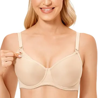 Gratlin Damen Still BH mit Bügel Gepolstert Schwangerschafts BHS Umstands Stütz BH Komfort Clip Down Cups Beige # 2 70H